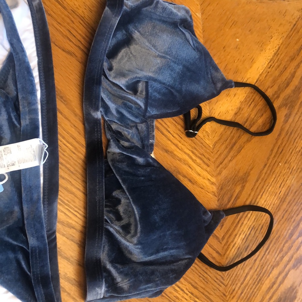 #6 Cupshe blue steel velvet swimsuit size medium nwt - Picture 7 of 9